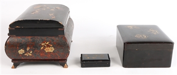 20TH C. DECORATIVE WOOD LACQUERED BOXES - LOT OF 3