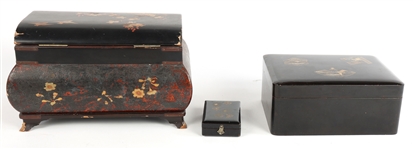 20TH C. DECORATIVE WOOD LACQUERED BOXES - LOT OF 3
