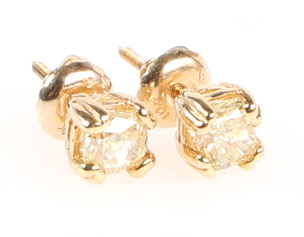 10K YELLOW GOLD .50 CTW YELLOW DIAMOND SOLITAIRE STUDS