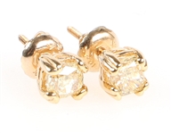 10K YELLOW GOLD .50 CTW YELLOW DIAMOND SOLITAIRE STUDS