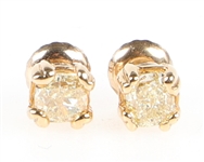 10K YELLOW GOLD .50 CTW YELLOW DIAMOND SOLITAIRE STUDS