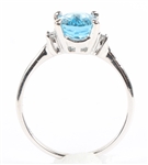 14K WHITE GOLD TOPAZ AND DIAMOND RING 
