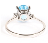 14K WHITE GOLD TOPAZ AND DIAMOND RING 