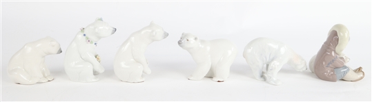 LLADRO PORCELAIN POLAR BEAR & ESKIMO PLAYING FIGURINES