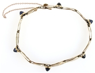 18K YELLOW GOLD ENAMEL & BLUE GLASS BRACELET