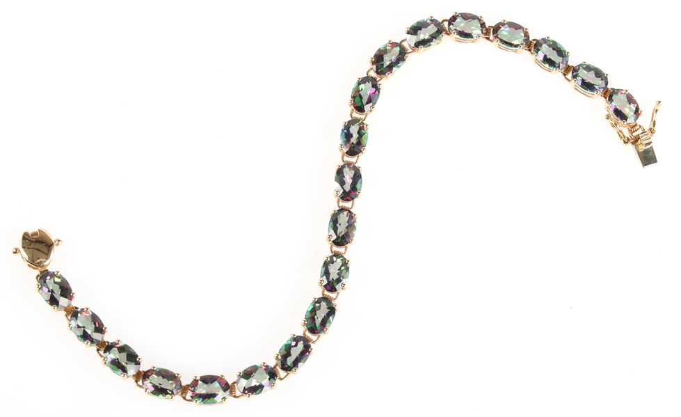 14K YELLOW GOLD MYSTIC TOPAZ BRACELET