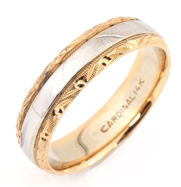 MENS 14K TWO TONE GOLD WEDDING BAND