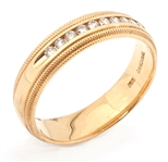 MENS 14K YELLOW GOLD & DIAMOND WEDDING BAND