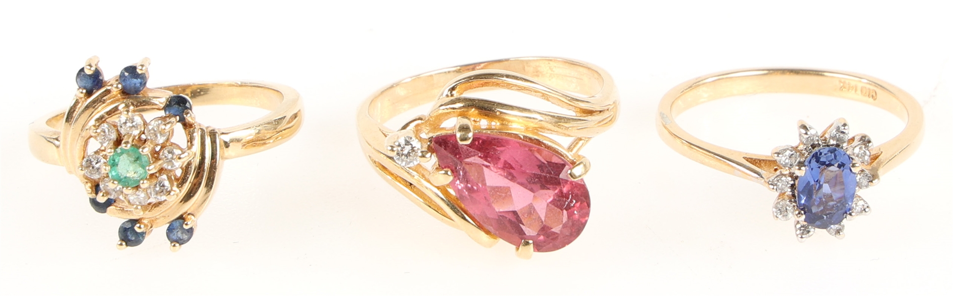 14K YELLOW GOLD SEMI-PRECIOUS STONE FASHION RINGS