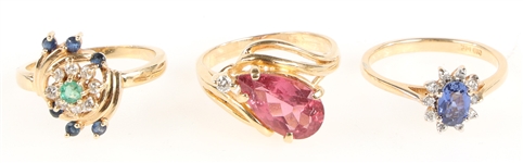 14K YELLOW GOLD SEMI-PRECIOUS STONE FASHION RINGS