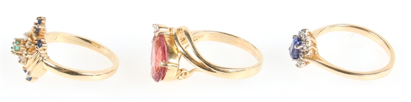 14K YELLOW GOLD SEMI-PRECIOUS STONE FASHION RINGS