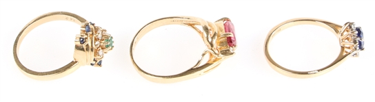 14K YELLOW GOLD SEMI-PRECIOUS STONE FASHION RINGS