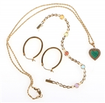 14K YELLOW GOLD BRACELET, NECKLACE, & EARRINGS