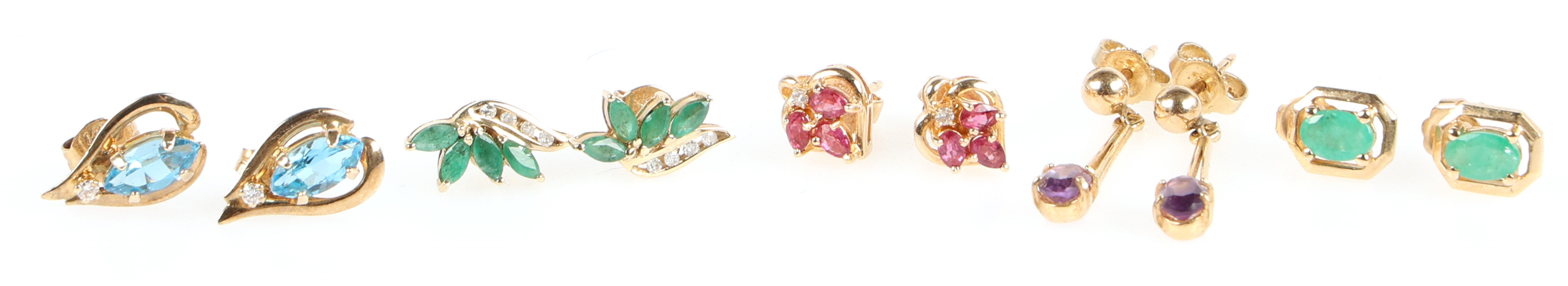 14K YELLOW GOLD SEMI-PRECIOUS STONE EARRINGS