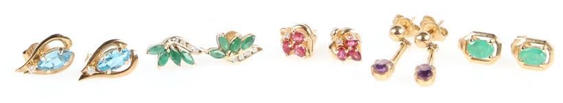 14K YELLOW GOLD SEMI-PRECIOUS STONE EARRINGS
