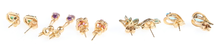 14K YELLOW GOLD SEMI-PRECIOUS STONE EARRINGS