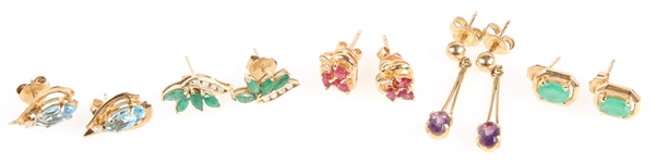 14K YELLOW GOLD SEMI-PRECIOUS STONE EARRINGS