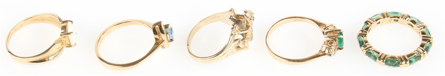 14K YELLOW GOLD SEMI-PRECIOUS STONE FASHION RINGS