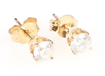14K YELLOW GOLD .57 CTW ROUND DIAMOND STUD EARRINGS