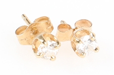14K YELLOW GOLD .22 CTW ROUND DIAMOND STUD EARRINGS