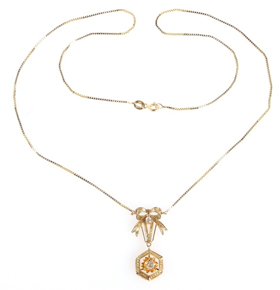 14K YELLOW GOLD CUBIC ZIRCONIA NECKLACE