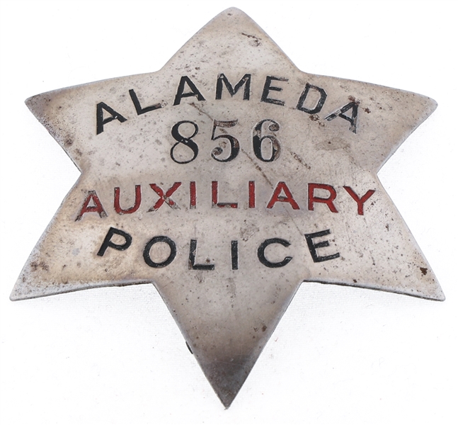 ALAMEDA AUXILIARY POLICE BADGE NO. 856