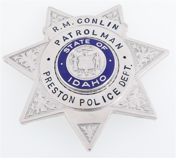 PRESTON IDAHO POLICE DEPARTMENT PATROLMAN BADGE NAMED