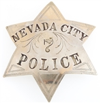 NEVADA CITY CALIFORNIA POLICE PIE PLATE BADGE NO. 7