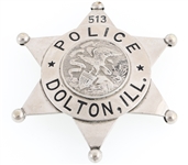 DOLTON ILLINOIS POLICE OFFICER BADGE NO. 513