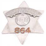 RETIRED CHICAGO ILLINOIS POLICE PIE PLATE BADGE NO. 864
