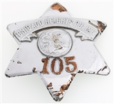CHICAGO HEIGHTS ILLINOIS POLICE PIE PLATE BADGE NO. 105