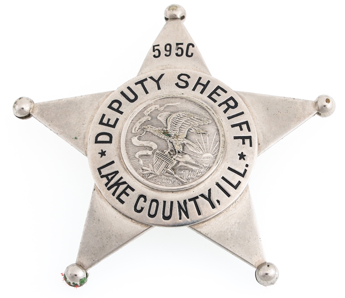 LAKE CO. ILLINOIS DEPUTY SHERIFF BADGE NO. 595C