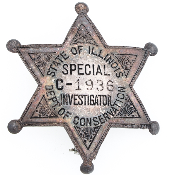 STERLING SILVER ILLINOIS DEPT. OF CONSERVATION BADGE