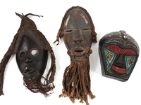 20TH C. AFRICAN STYLE WOODEN MASK HOME DECOR LOT OF 3