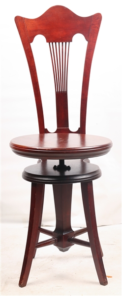 CHARLES PARKER CO. WOODEN HIGH BACK PIANO STOOL 