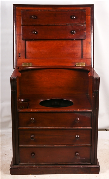 LATE 19TH C. HAND PUMP FLUSHING COMMODE CABINET 