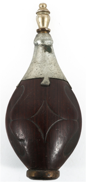 20TH C. CARVED WOODEN POWDER FLASK
