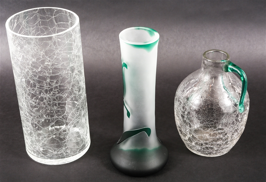 CRACKLED AND FROSTED GLASS VASES