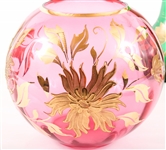 PAINTED & GILT GLASS VASES LOT OF EIGHT