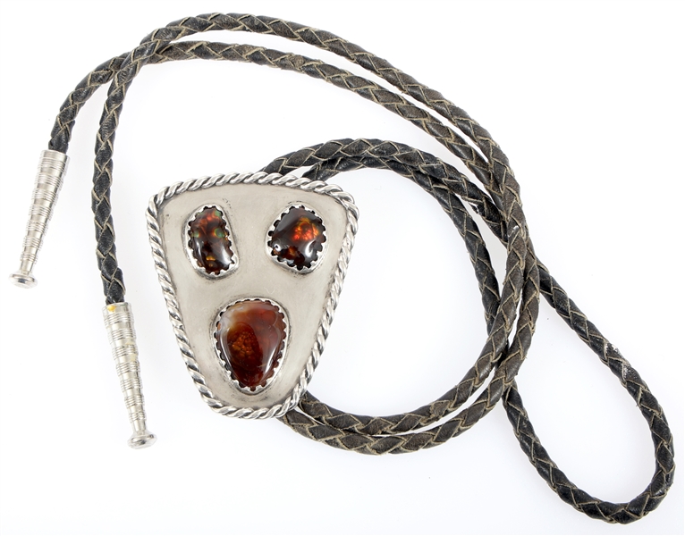 STERING SILVER MEXICAN FIRE OPAL BOLO TIE