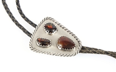 STERING SILVER MEXICAN FIRE OPAL BOLO TIE