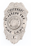 ST. JOSEPH TWP FIRE DEPARTMENT LIEUTENANT BADGE NO. 2