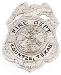 KOUNTZE TEXAS FIRE DEPARTMENT BADGE