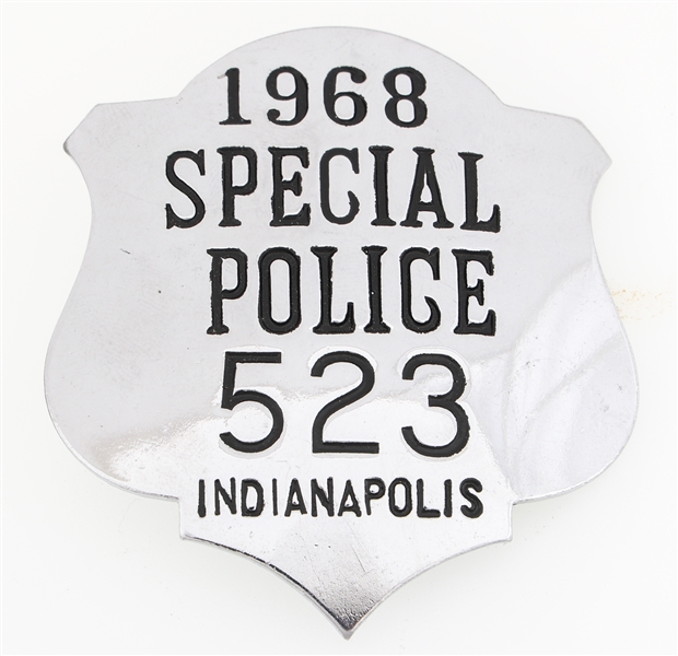 1968 INDIANAPOLIS INDIANA SPECIAL POLICE BADGE NO. 523