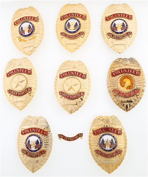 VOLUNTEER FIRE DEPARTMENT AND FIREFIGHTER BADGES