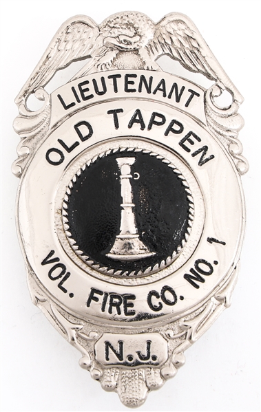 OLD TAPPEN NEW JERSEY VOL FIRE CO LIEUTENANT BADGE NO 1