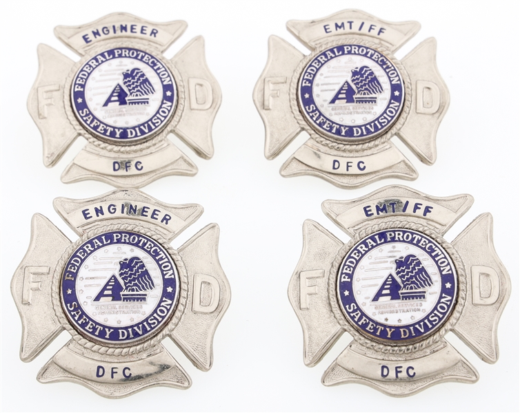 FEDERAL PROTECTION SAFETY DIVISION CAP BADGES LOT OF 4
