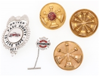 FIRE DEPARTMENT PINS AND BADGES - LOT OF 5
