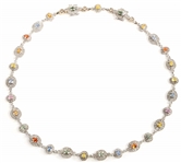 14K WHITE GOLD DIAMOND & MULTI-COLOR SAPPHIRE NECKLACE