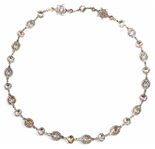 14K WHITE GOLD DIAMOND & MULTI-COLOR SAPPHIRE NECKLACE